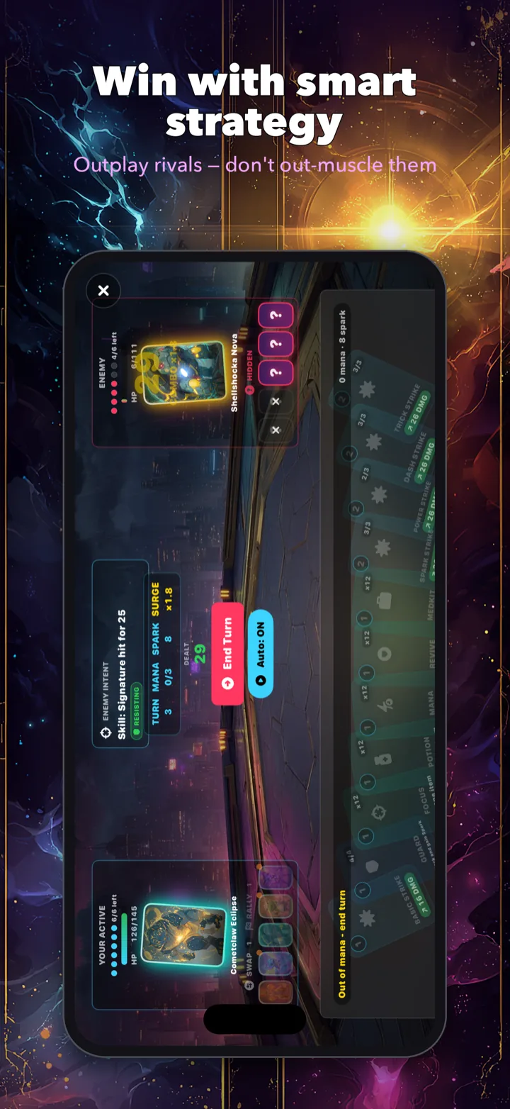 Card Bash tactical creature battle with the Outplay rivals caption