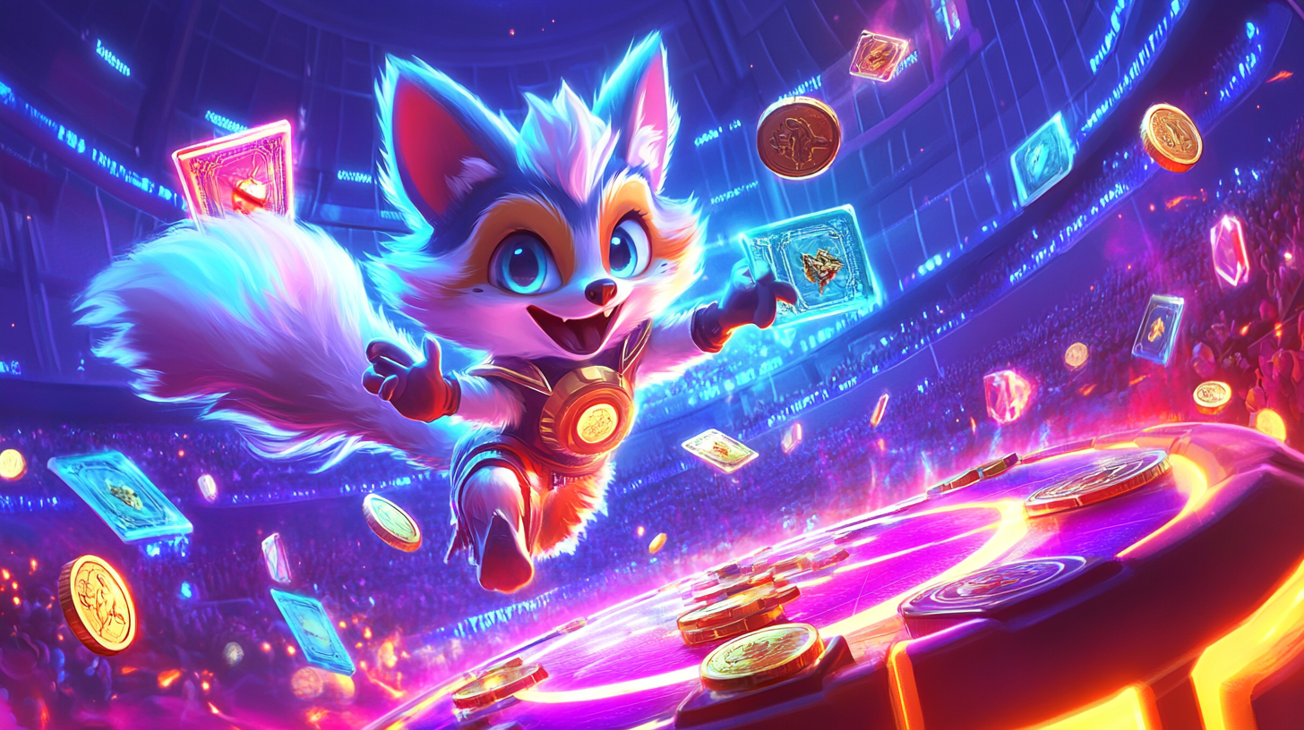 Arte clave de cartas de criaturas de Card Bash en neón