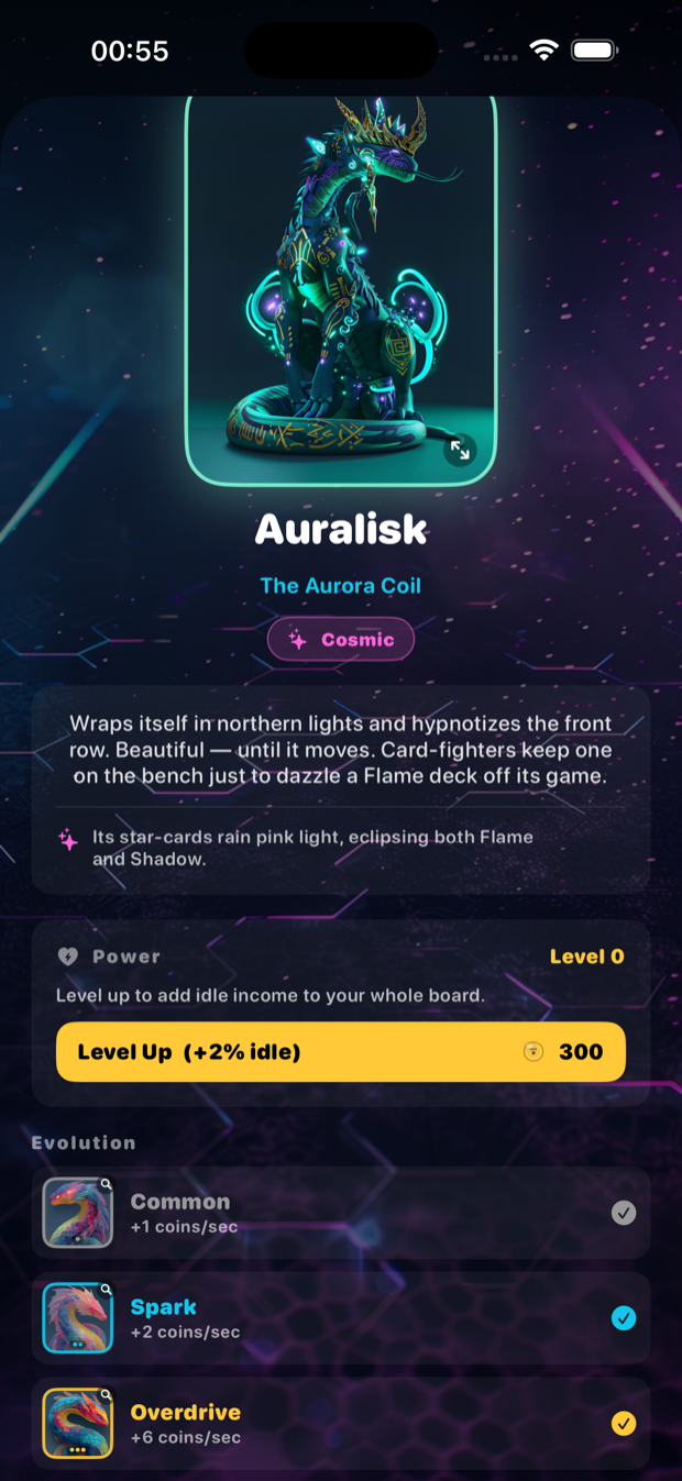 Beast detail with evolution ladder and lore