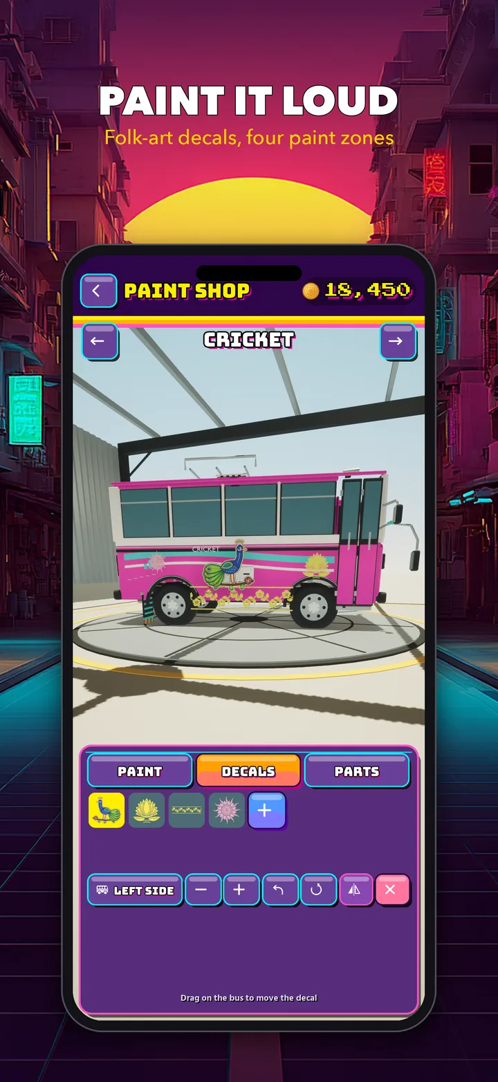 Painting a bus with folk-art decals