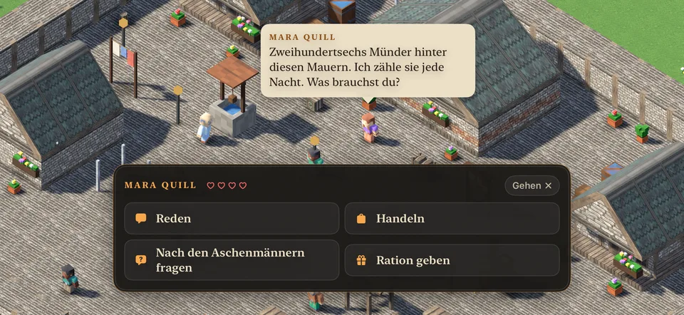 Lerne die Leute von Fort Callow kennen: Sie erinnern sich an das, was du tust