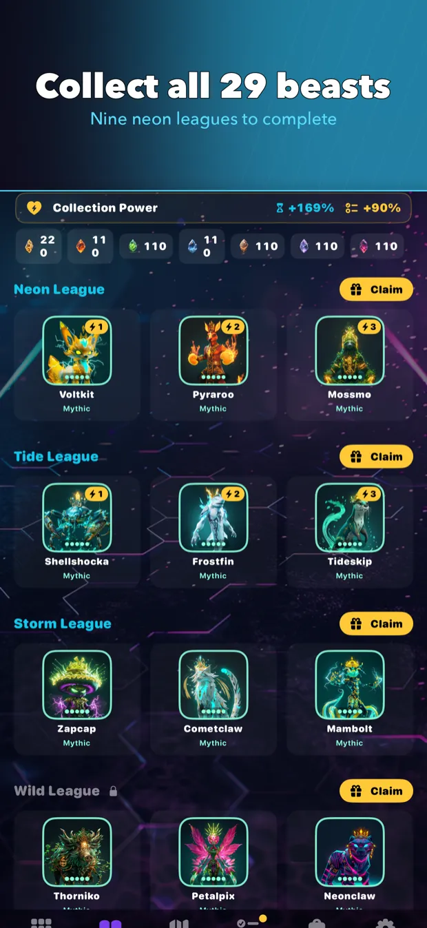 Beastpedia collection across nine leagues