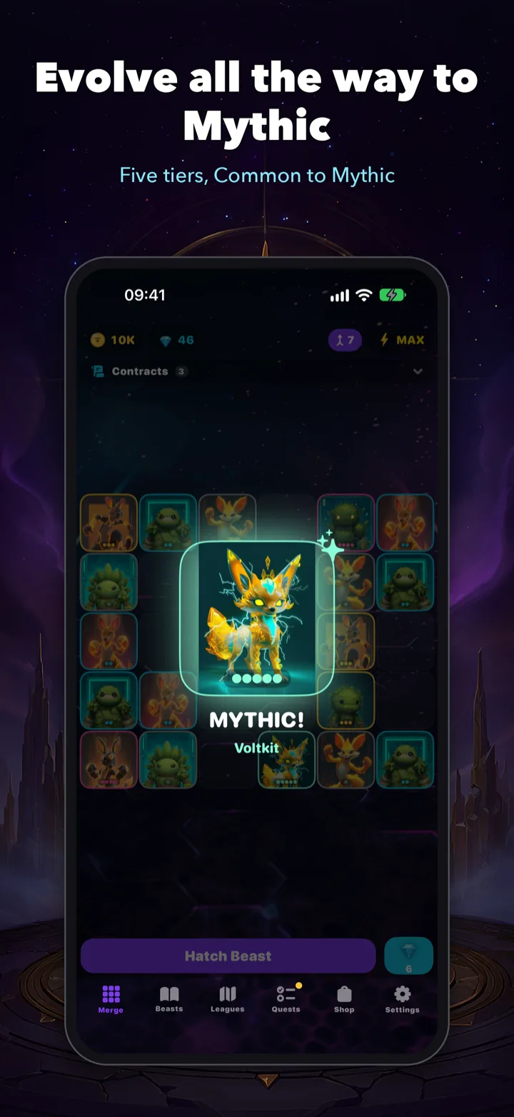 A Beast evolving to Mythic on the Merge Bash board