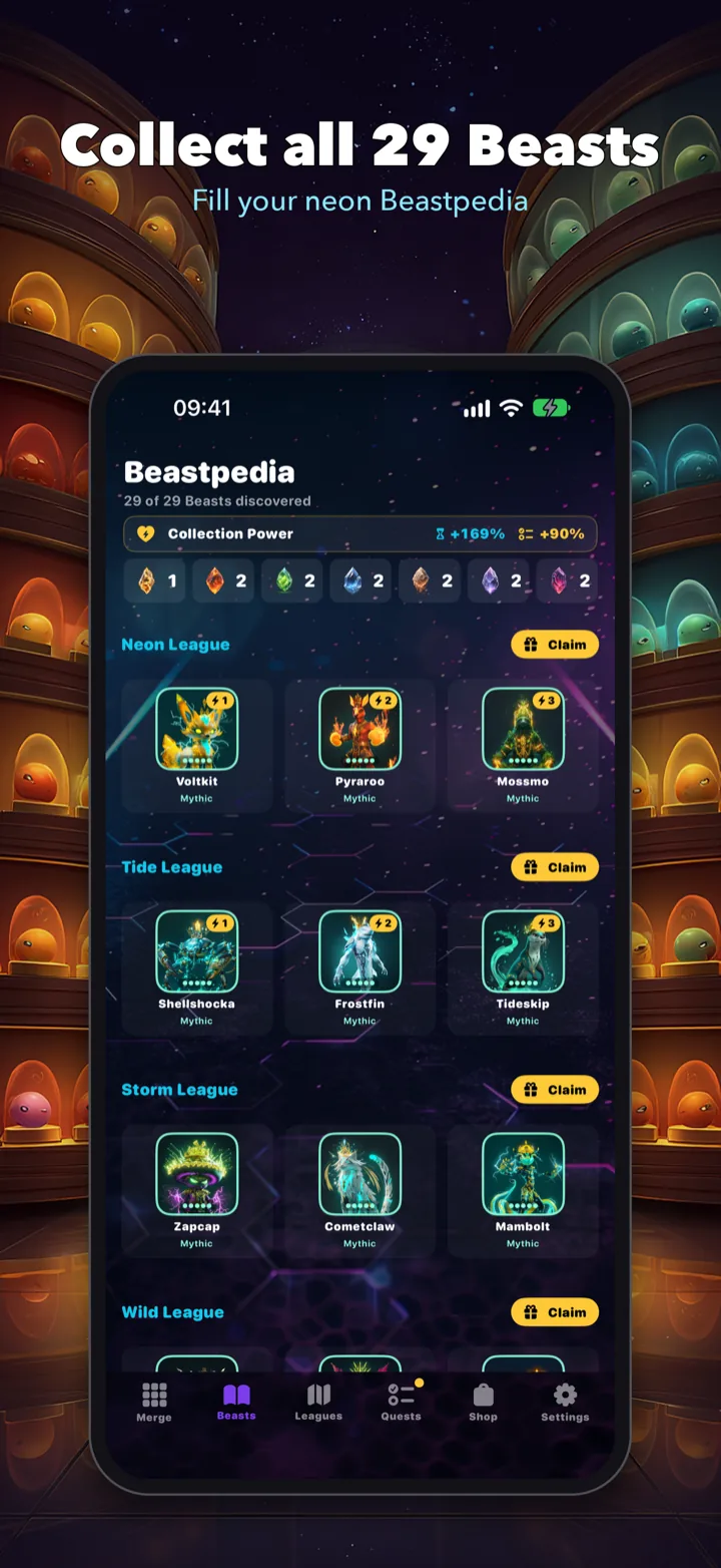 Beastpedia listing the Beasts of the Neon, Tide and Storm Leagues