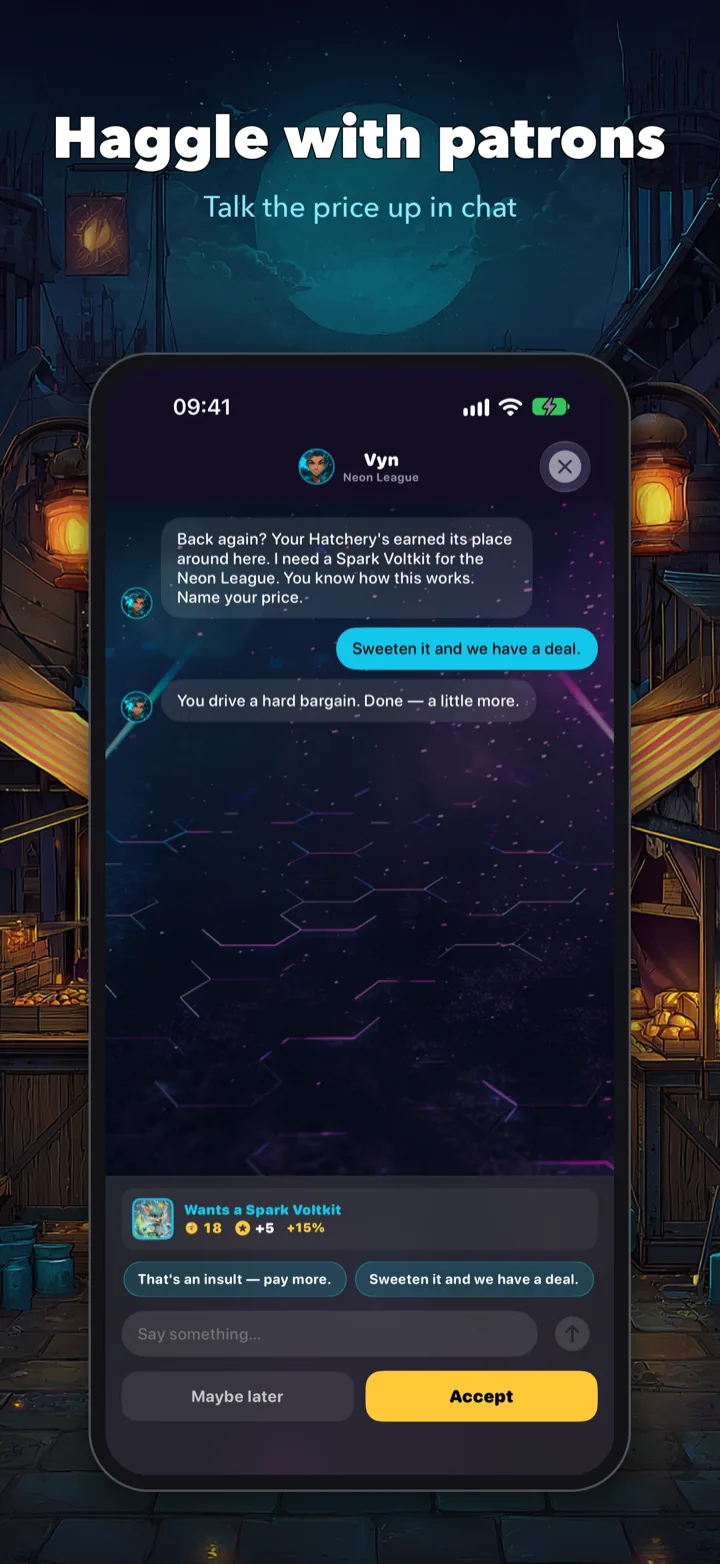 Haggling with a league patron in chat over a contract