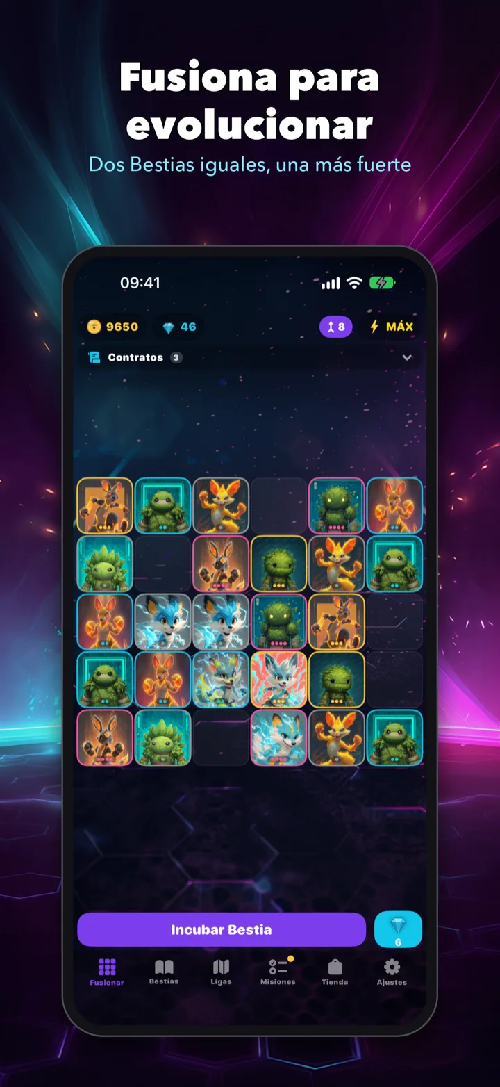 Merge Bash — neon creature merge game