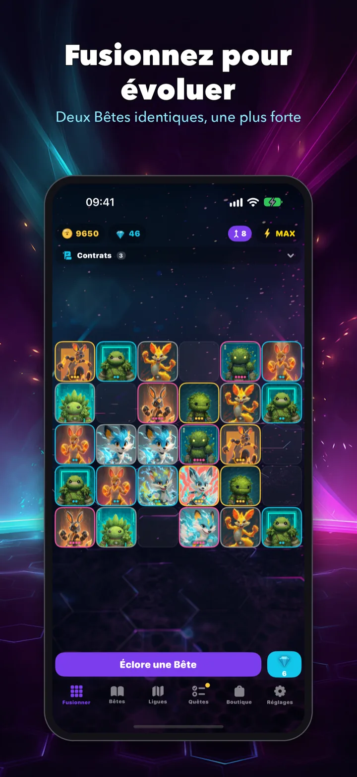 Merge Bash — neon creature merge game