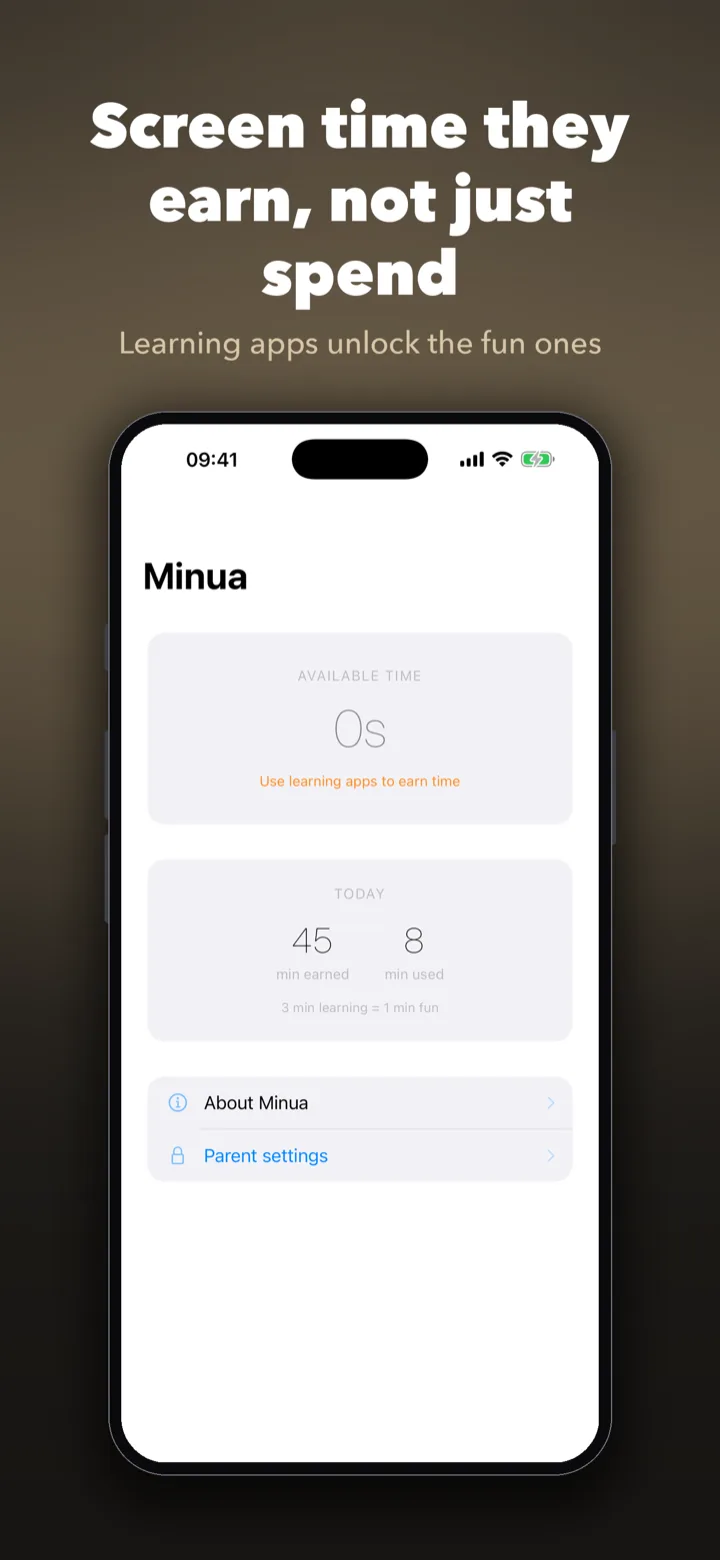 Minua — earn screen time through learning